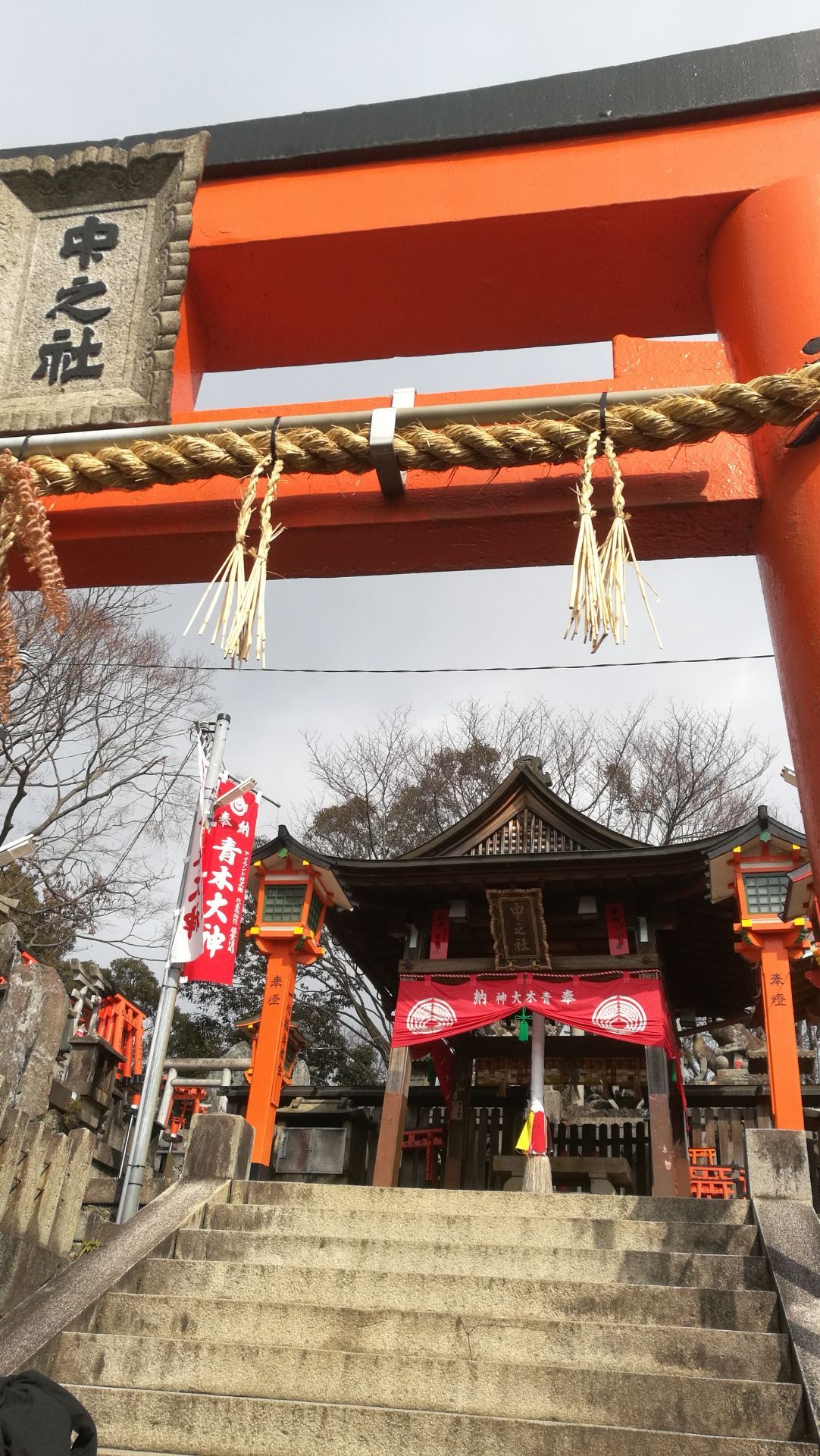 千本鸟居的特色就在于那些从山底蜿蜒到山顶的橘黄色