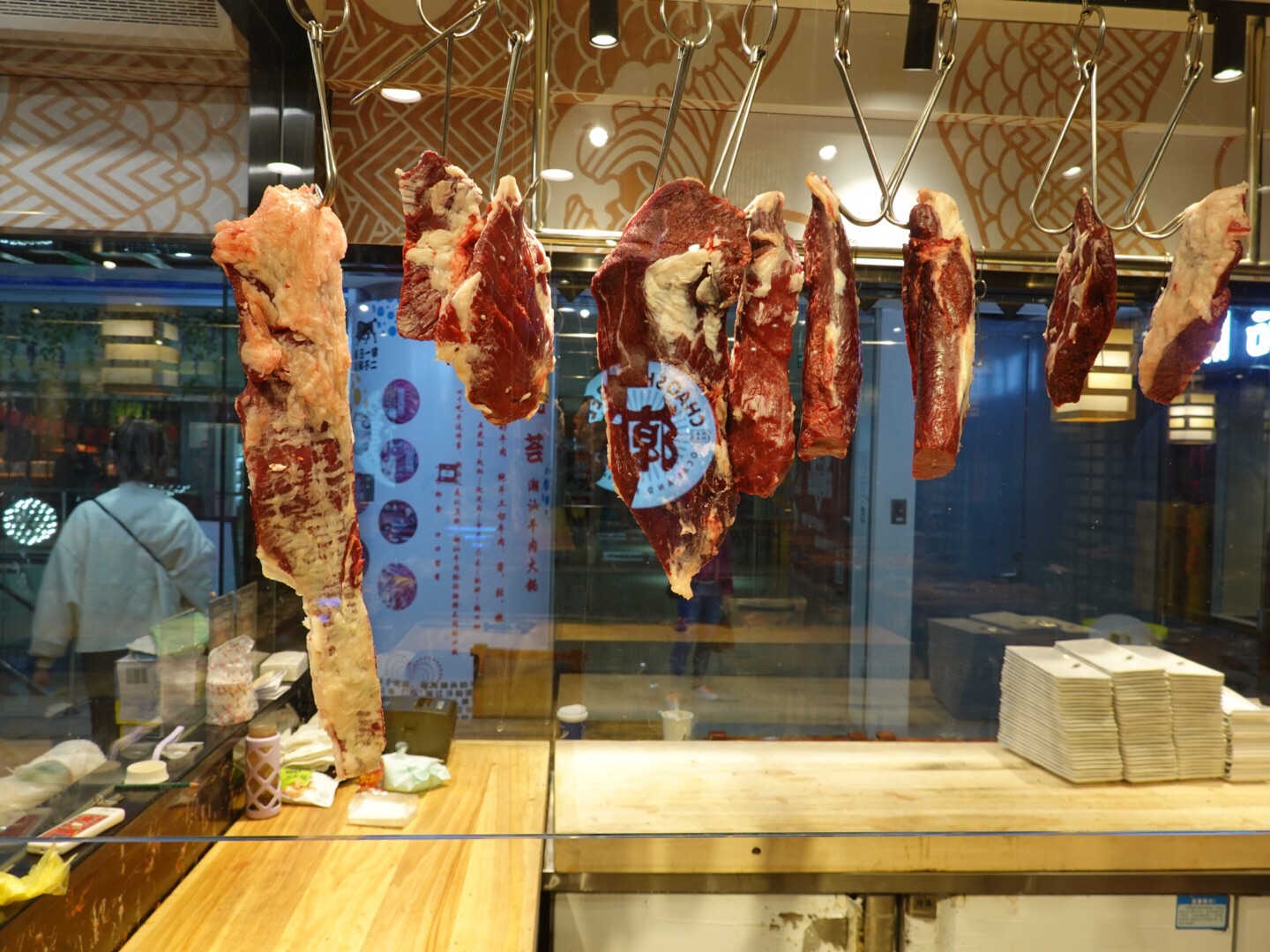明档现切牛肉,新鲜看