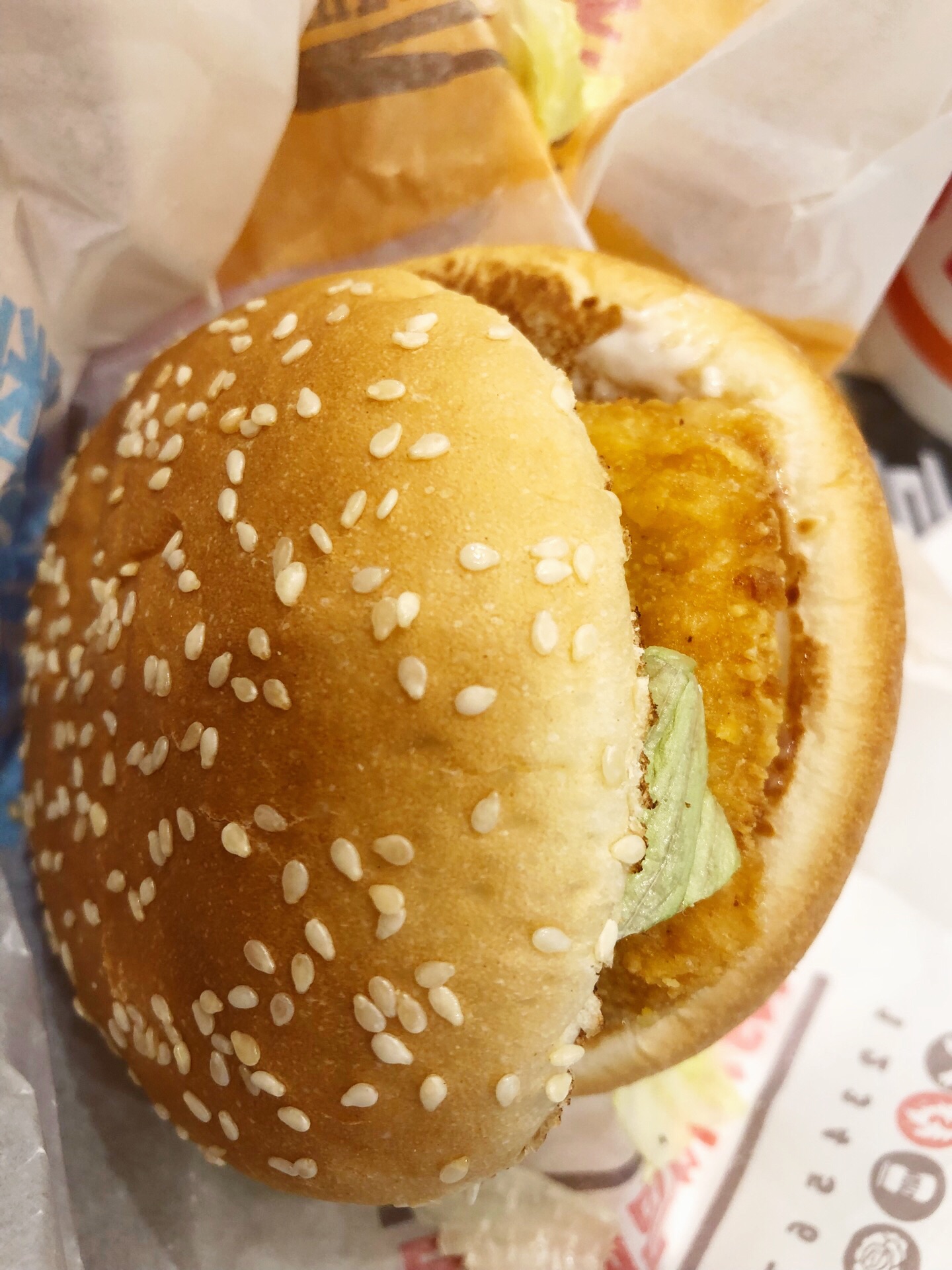 鸡腿堡 美式双层鸡排堡,外加霸王鸡盒小食,两个人吃足够了,就是现在的