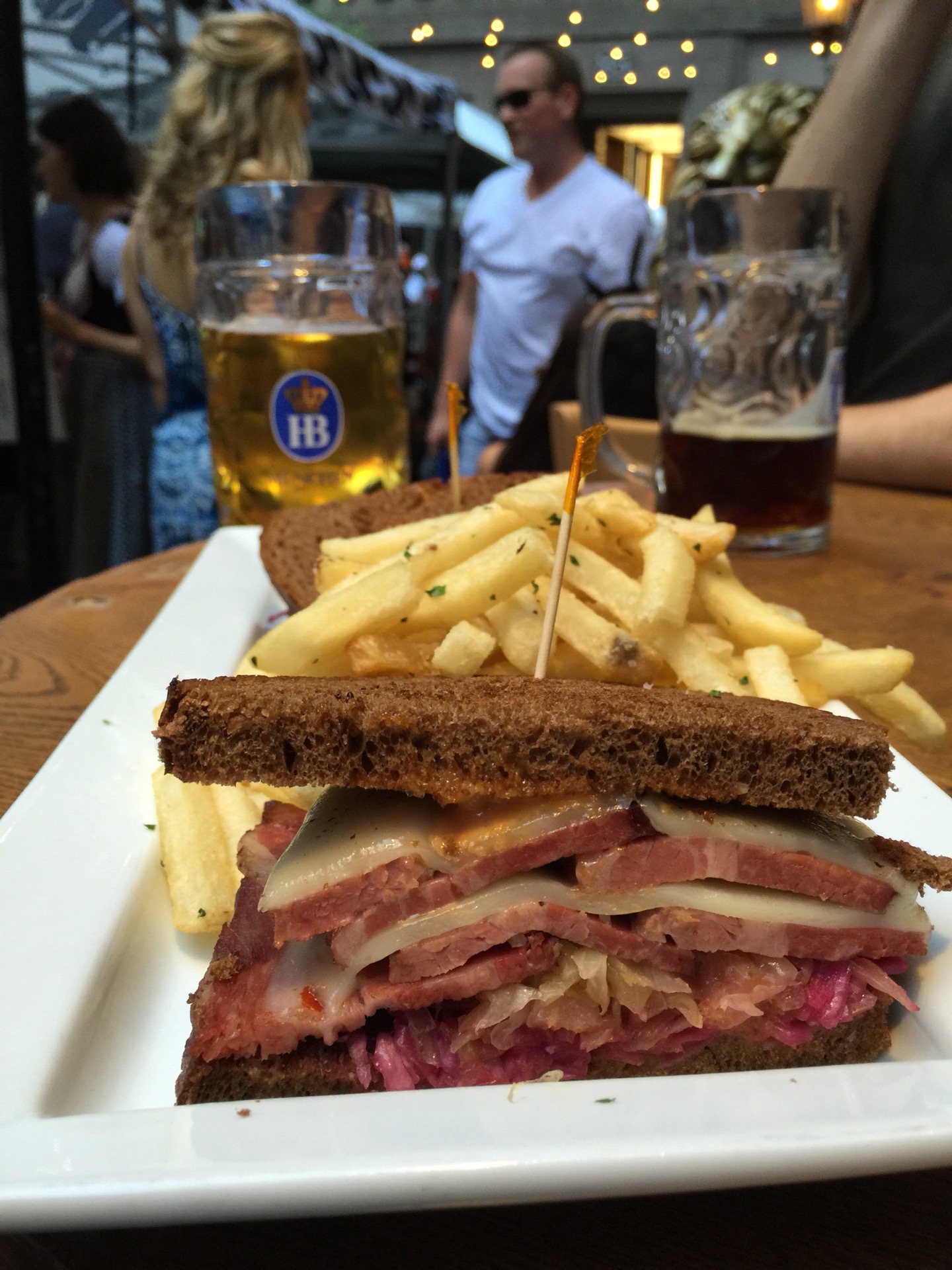 try the reuben sandwich with kolsch.