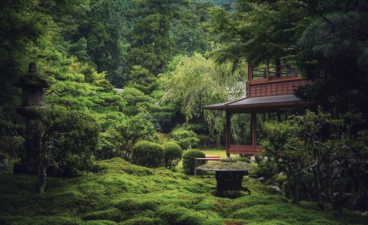 日式风情庭院风景壁纸 -桌面天下（Desktx.com）