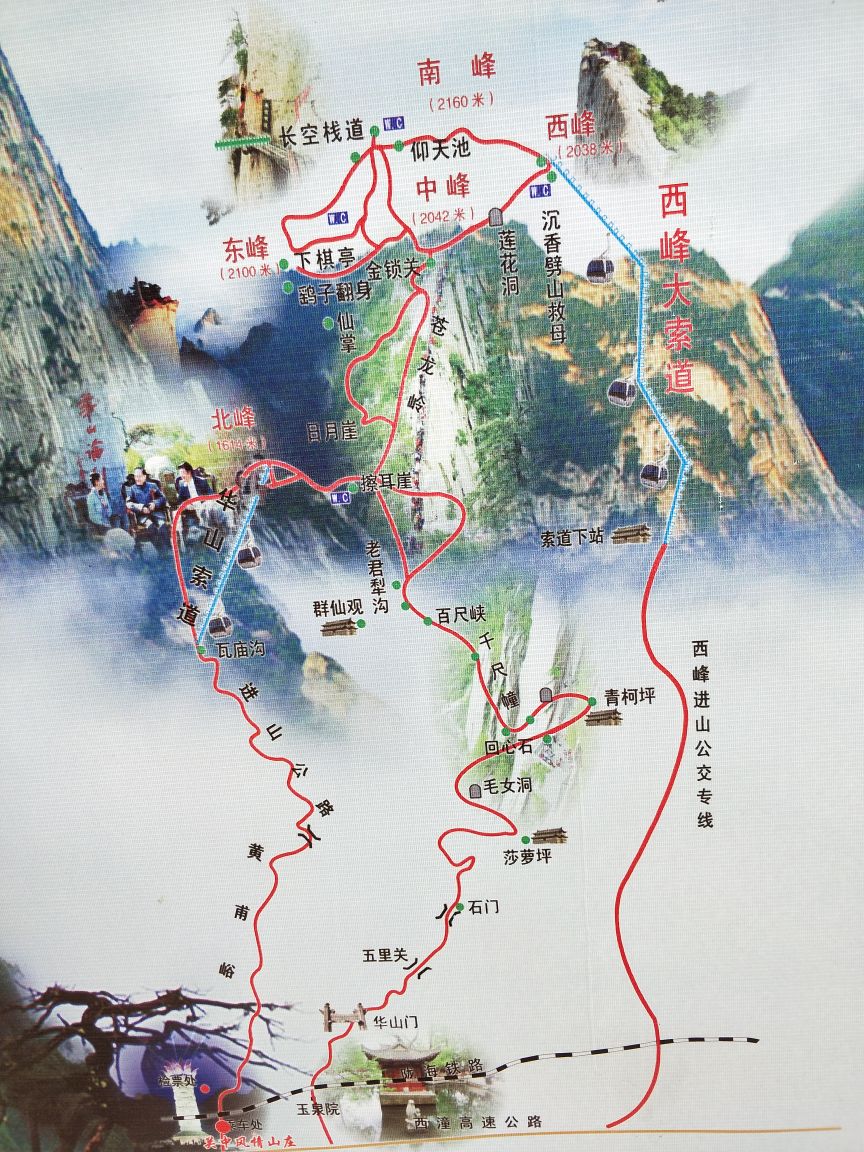 华山旅游路线图图片