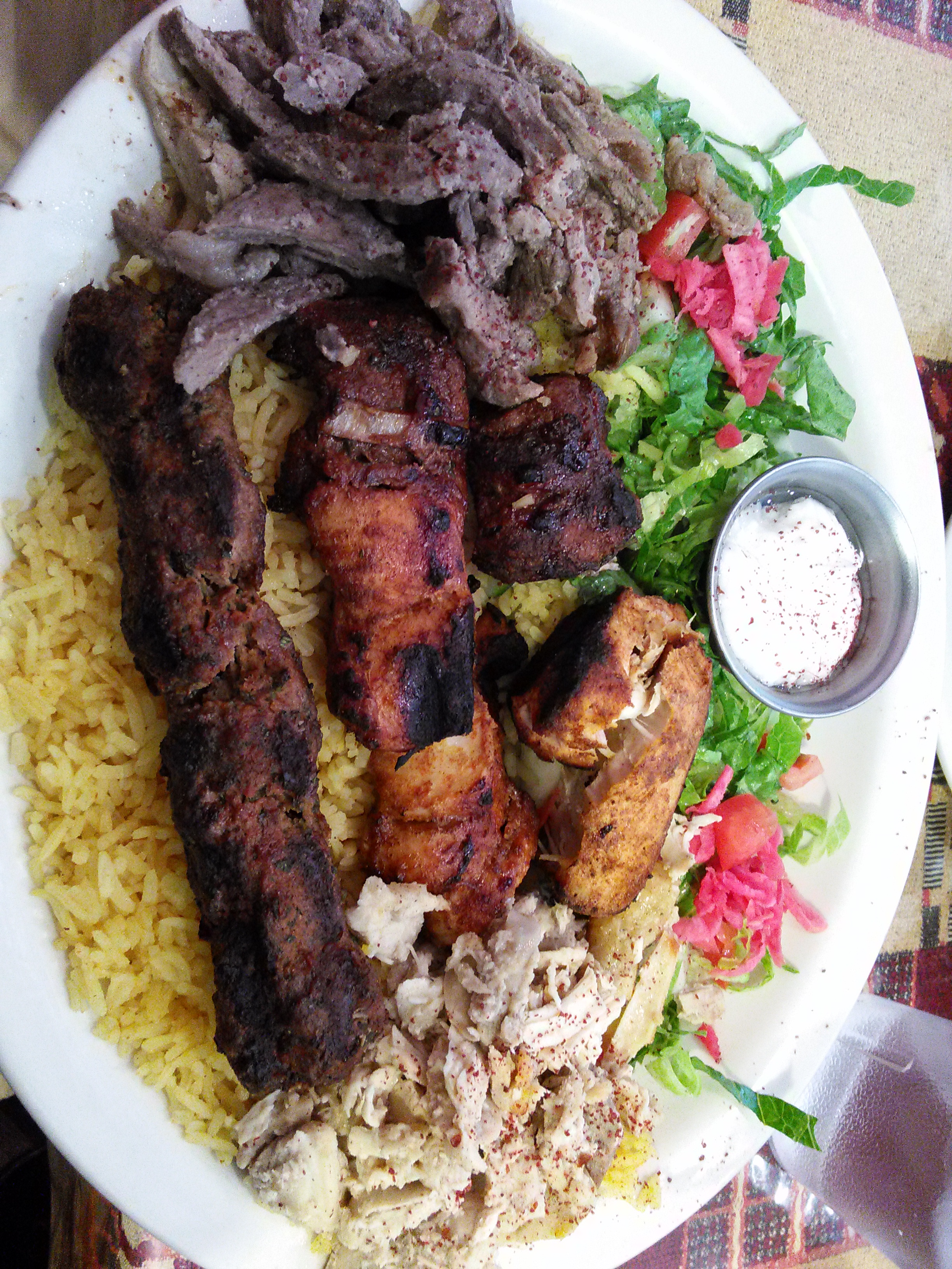 combo meat plate. huge serving with lots of fla.