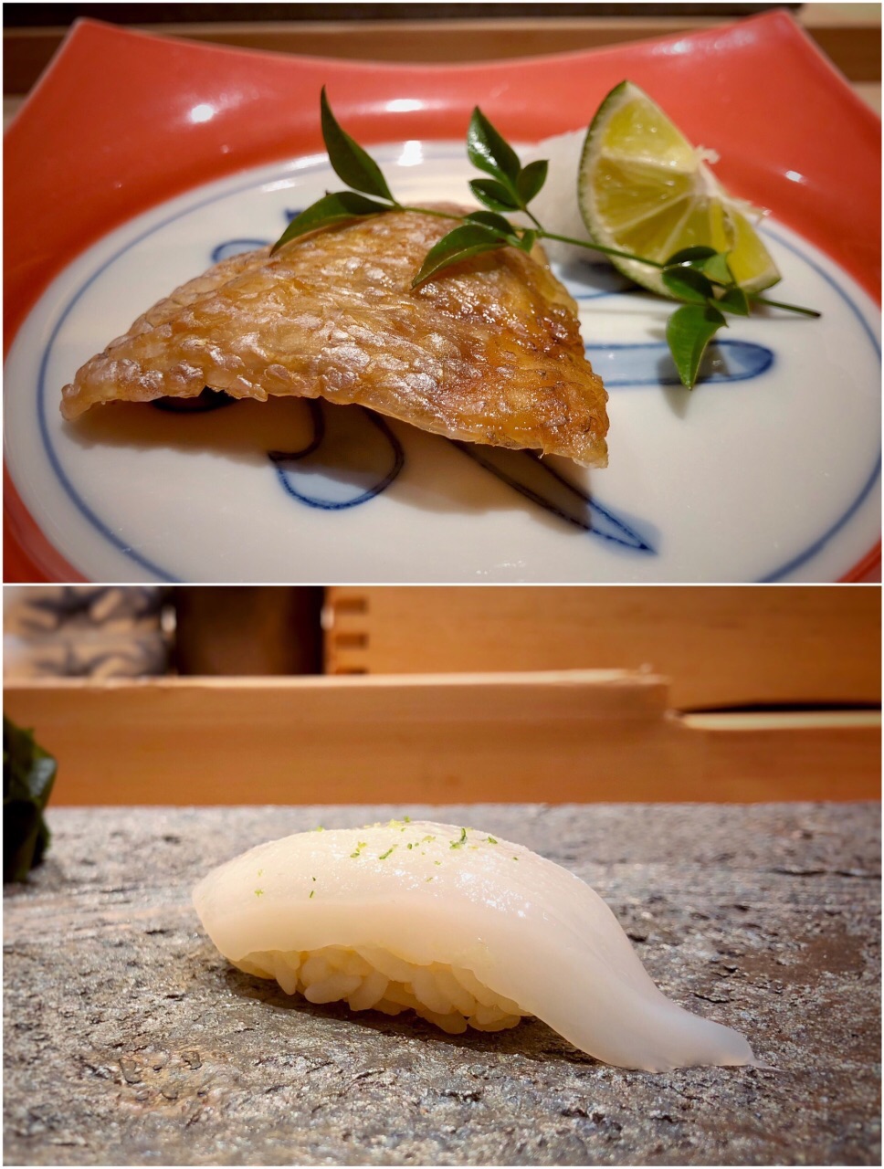 的,虾跟后面做sushi的甜虾比起来个头很小 flounder fish sashimi