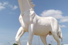 白马市一撇（1），离市中心约8公里处有座高大威武的白马塑像，这就是白马市的象征。 “白马市”在柬语中