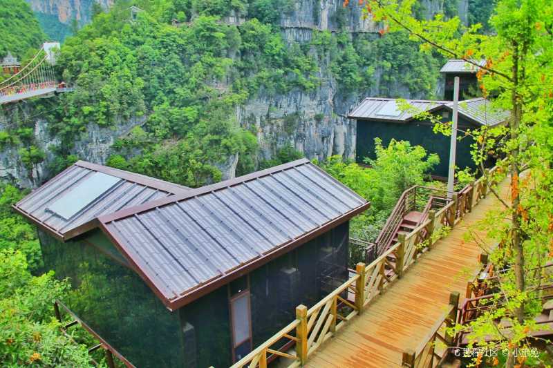 勇闯恩施地心谷#恩施地心谷景区有一个依山而建的玻璃酒店——崖 