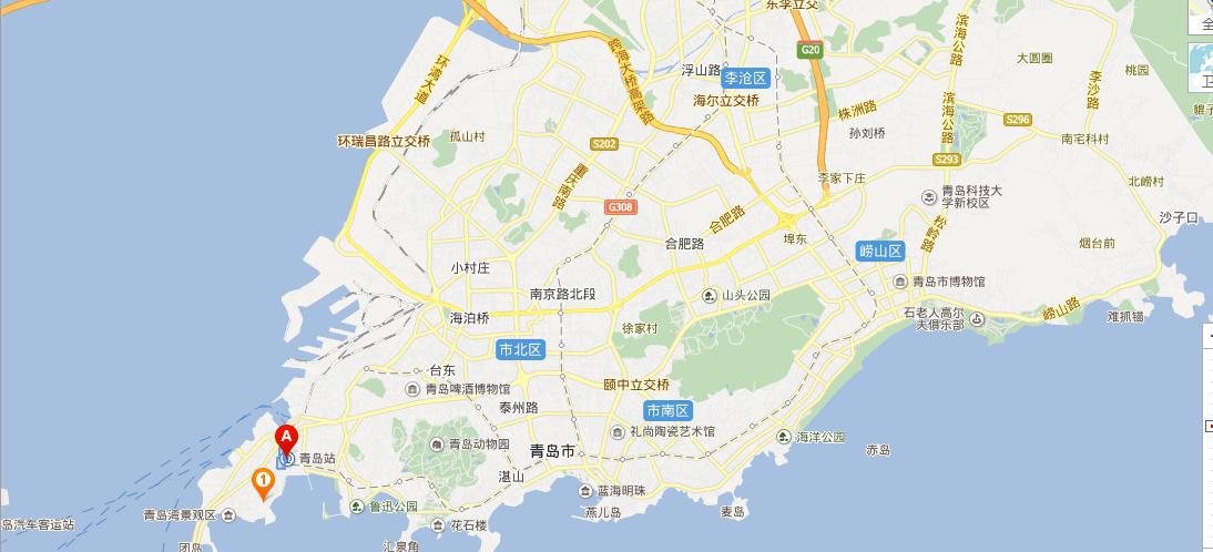 请问青岛的高铁站在哪里呢在地图上没找到