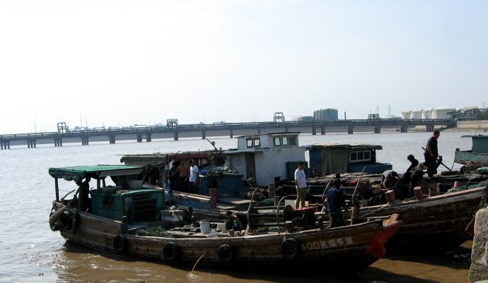 背靠汤山,面临大海,这里每户人家基本上都有渔船.