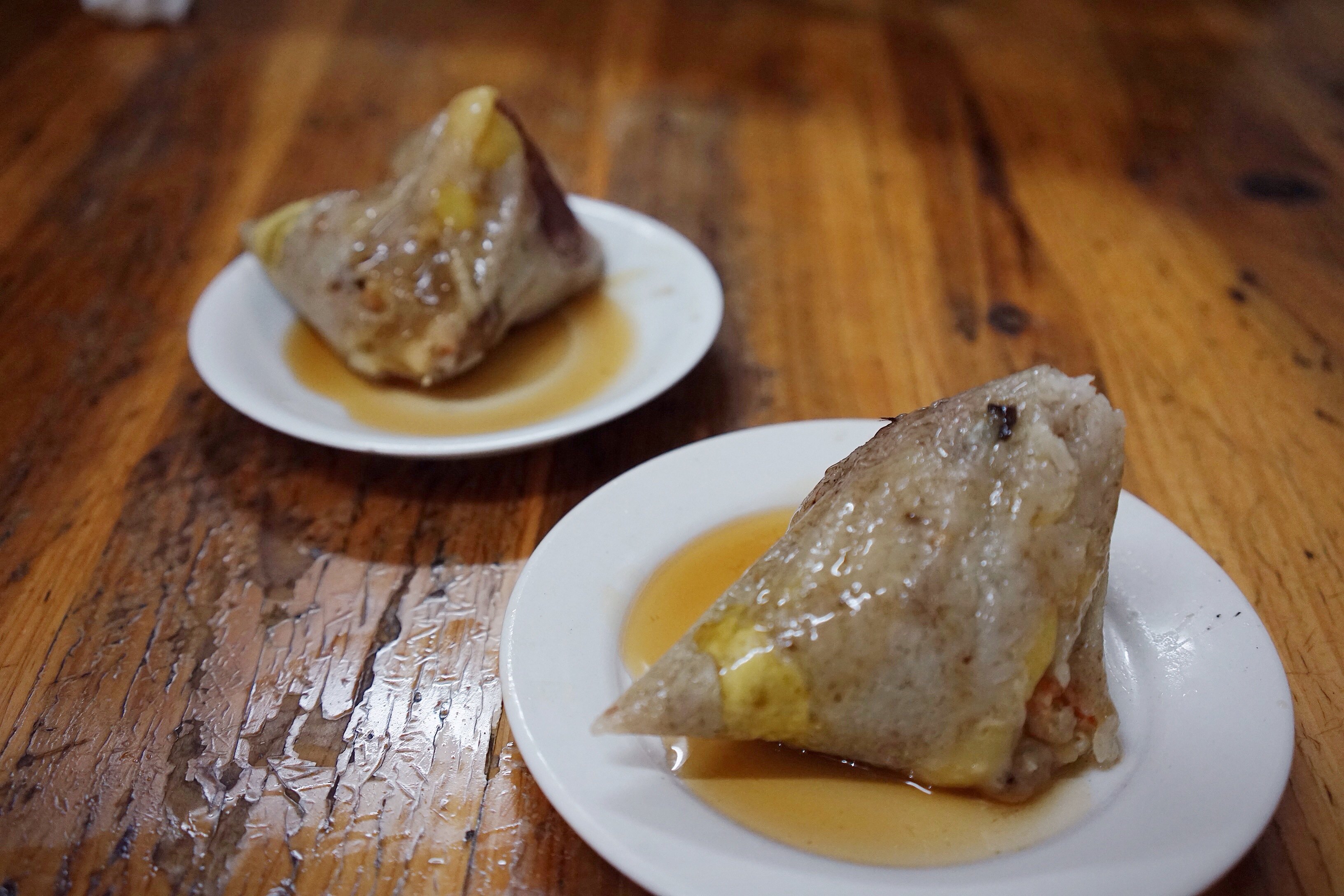 目的地 老妈宫 粽球,跟我们客家粽子不一样,里面还有白果,栗子什么的