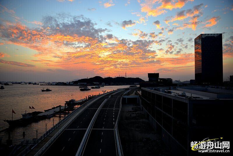 沈家门鲁家峙大桥 渔港晚霞