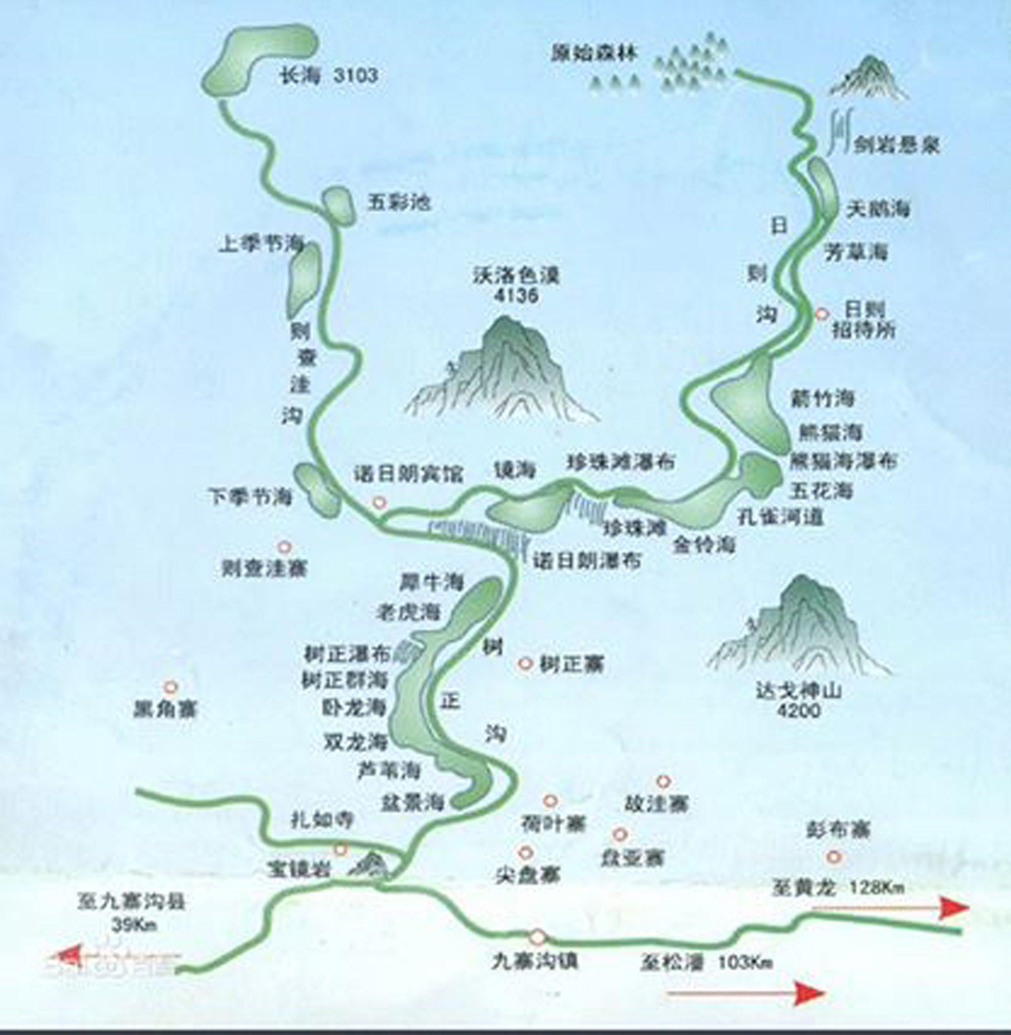 九寨沟旅游路线图图片