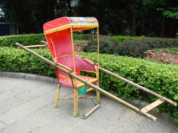 一进公园的大门,就看到许多这样的轿子