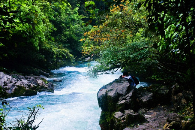 落花流水人前溪.